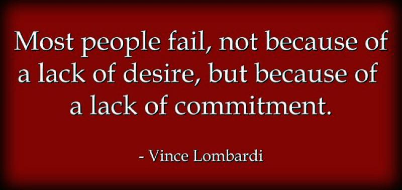 "Commitment quote by Vince Lombardi on red background."